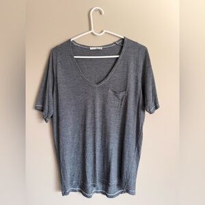 ARITZIA Wilfred Free Charcoal V-Neck Oversized Short Sleeve Tee size small